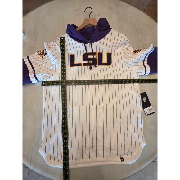 NWT '47 LSU Adult Tigers White Pinstripe Hoodie SZ M College Sports - Picture 6 of 6